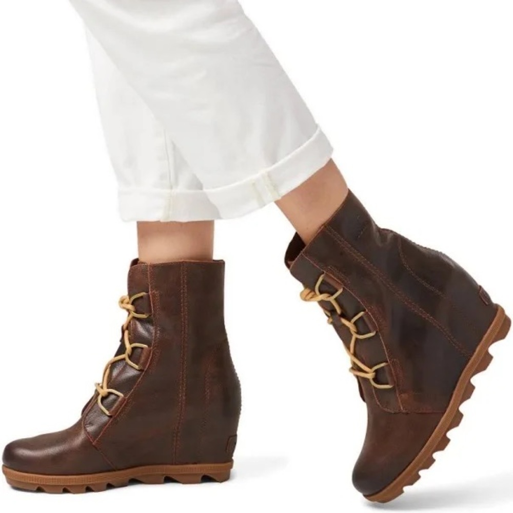 Women’s Brown Leather Wedge Ankle Boots